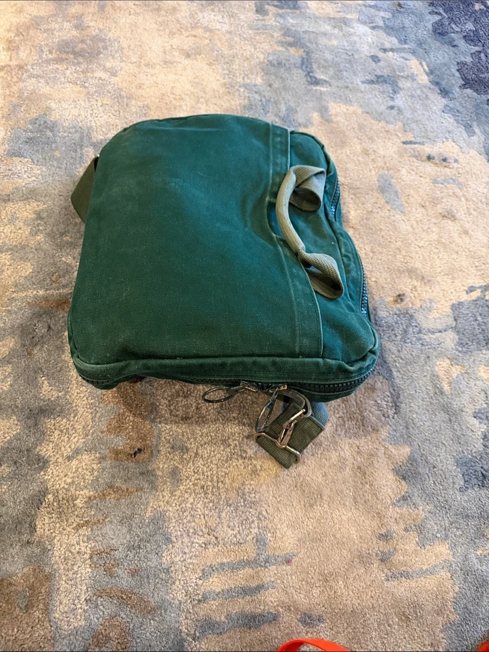 Lands' End Dark Green Canvas Laptop Messenger Bag